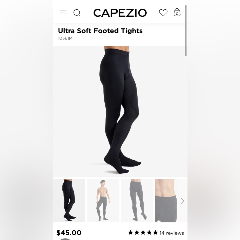 Capezio Men’s Medium Ultra Soft Footed Tights BLACK  10361M NEW Ballet Dance